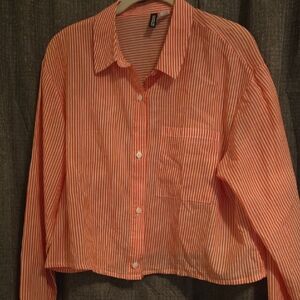 Divided Orange Striped Button Down Shirt